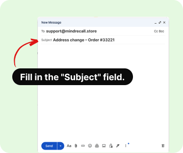 Screenshot showing subject line field